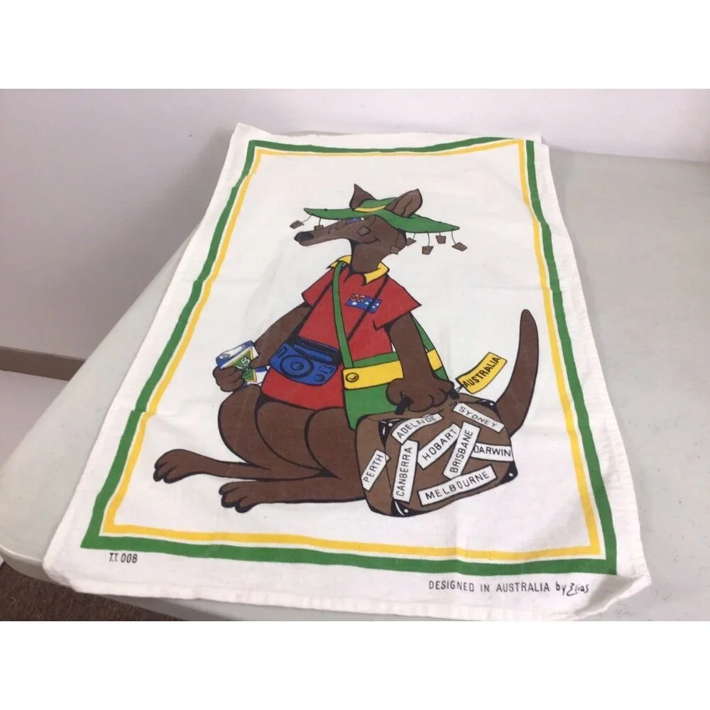 Vintage Australian Dish Towel Lot New Zealand Set of 4 Linen